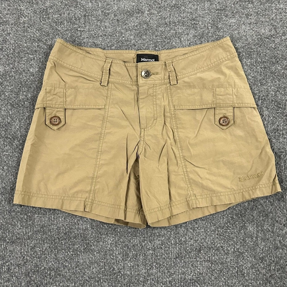 Marmot Shorts Womens Size 8 Khaki Tan Hiking Outdoor Stretch Cargo Pockets